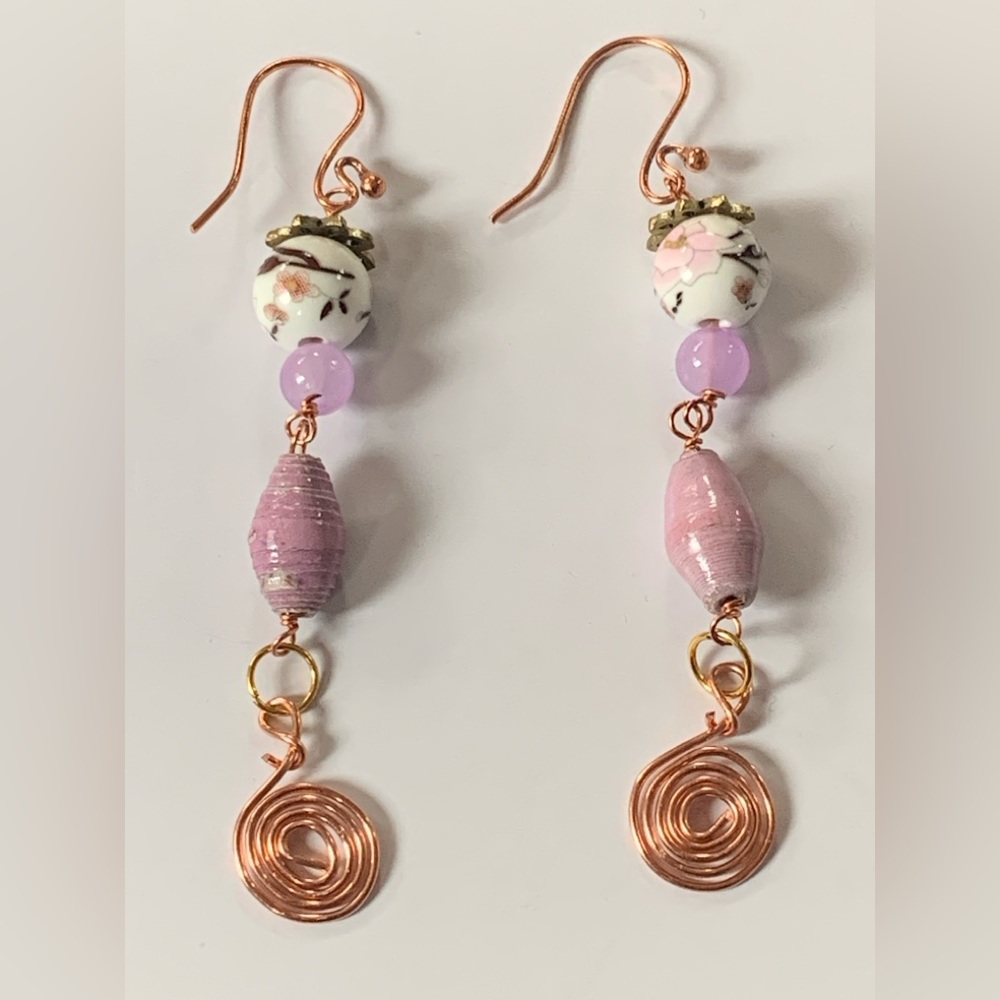 Chic Lavender and Gold Swirl Earrings